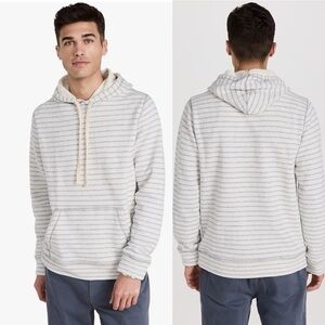 Rails Smith Hoodie Sweatshirt Men’s M Cream Navy Striped Pullover w/ Pocket